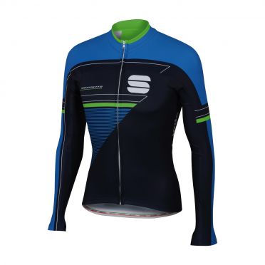 Sportful Gruppetto thermal fietsshirt lange mouw zwart/blauw/groen heren
