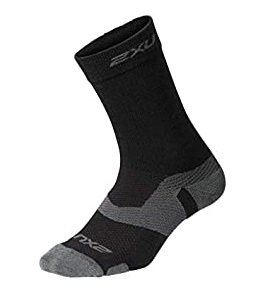 2XU Vectr merino LC crew compressie hoge sokken zwart/grijs 